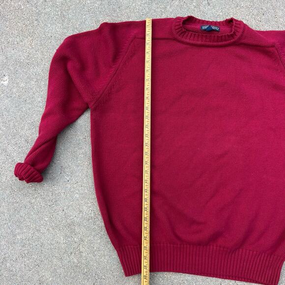 Vintage 90s Lands' End Maroon Red Knit Crewneck Sweater Mens XL TALL - Picture 7 of 8